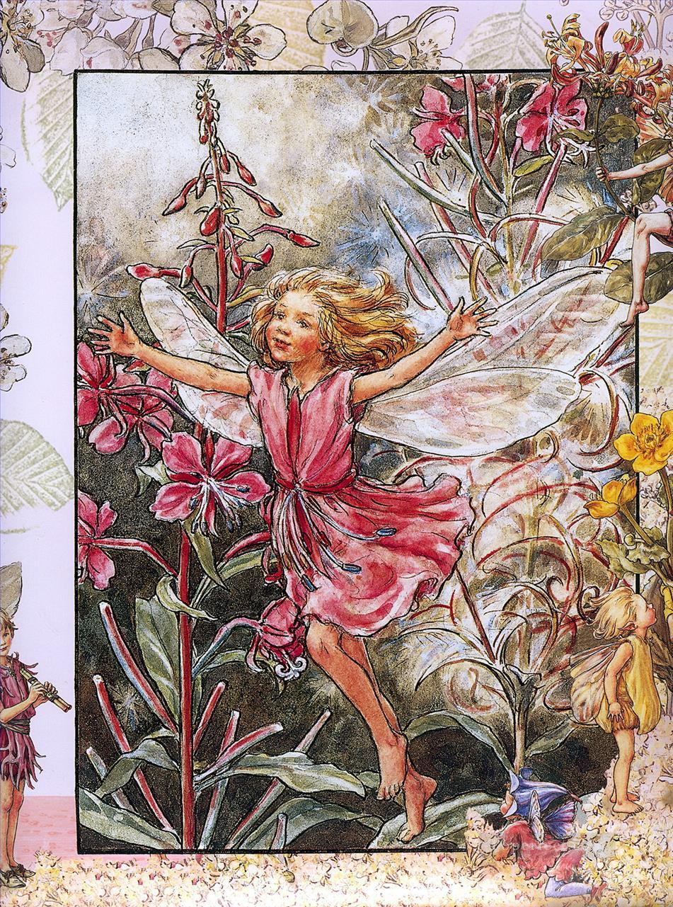 バラ月桂樹のハーブの妖精ファンタジー油絵